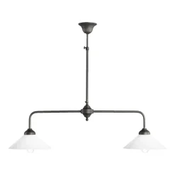 Deckenleuchte 2-flammig Messing Glas H: max. 89,5 cm E27