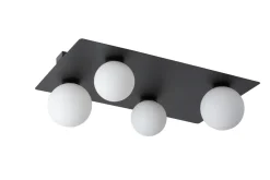 Deckenleuchte 4-flammig Metall Glas Schwarz G9 blendarm