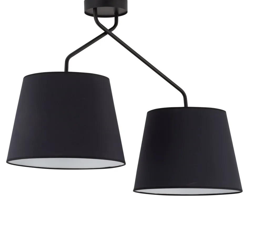 Deckenleuchte 2-flammig Schwarz Weiß Metall E27