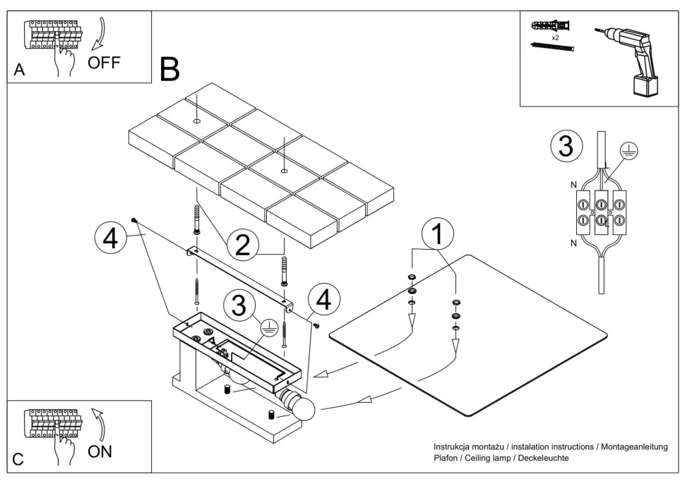Deckenleuchte Glas Holz blendarm 2x E27 flach wohnlich