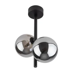 Deckenleuchte Glas Metall 2-flammig G9 Grau Schwarz