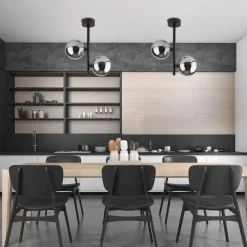 Deckenleuchte Glas Metall 2-flammig G9 Grau Schwarz