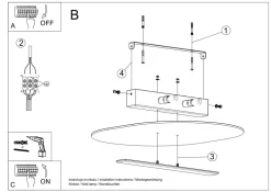 Deckenleuchte Glas Metall 45 cm lang Weiß Chrom 4x G9