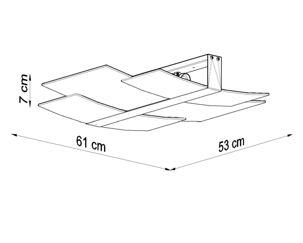 Deckenleuchte Glas Metall 61 cm lang blendarm flach 3x E27