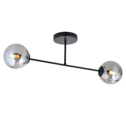 Deckenleuchte Glas Metall Grau Schwarz 55 cm 2x E14