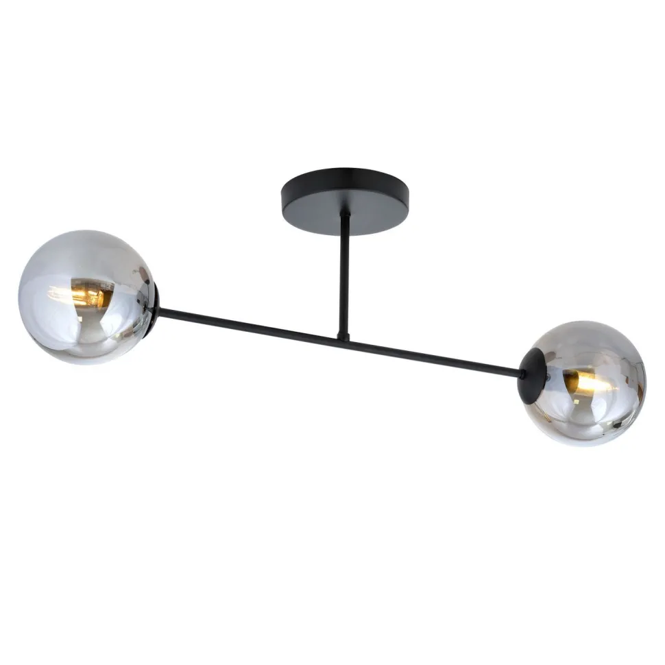 Deckenleuchte Glas Metall Grau Schwarz 55 cm 2x E14