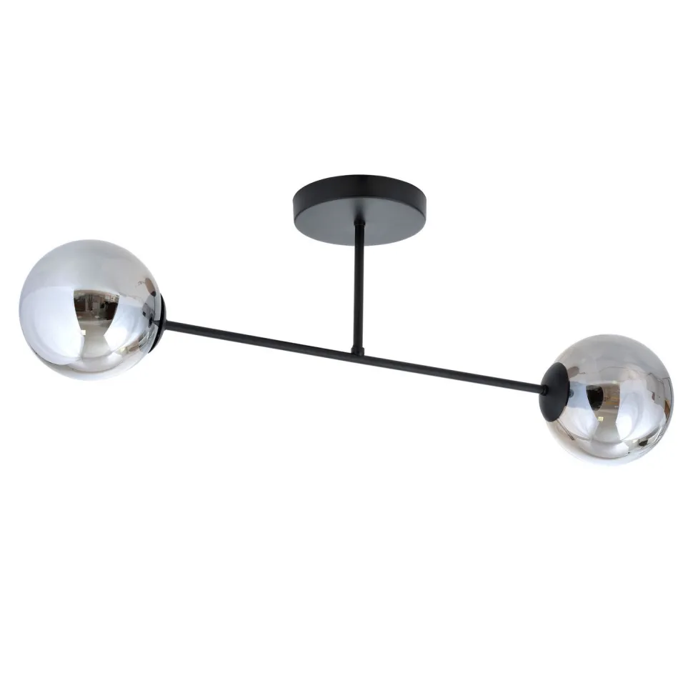 Deckenleuchte Glas Metall Grau Schwarz 55 cm 2x E14