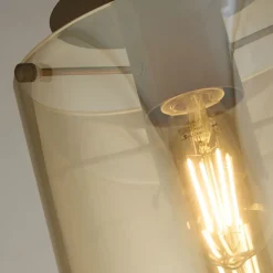 Deckenleuchte Glas Metall in Mokka Bernstein L:22 cm