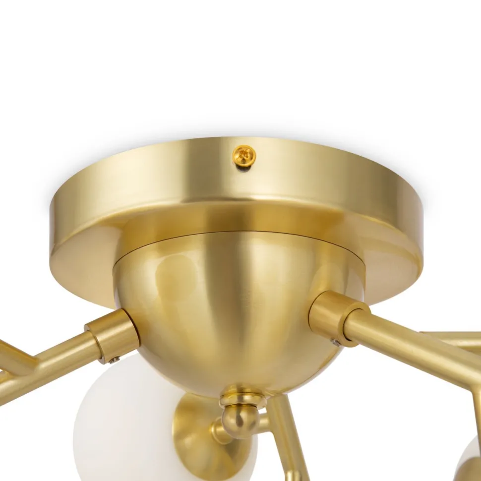 Deckenleuchte Glas Metall G9 60 cm breit in Gold Weiß