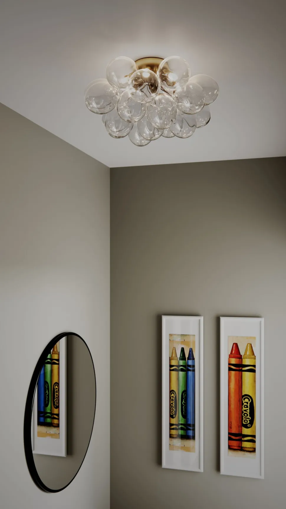 Deckenleuchte Glas Metall 50 cm breit in Gold Modern 6x G9