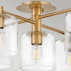 Deckenleuchte Glas Metall verstellbare Breite Messing antik