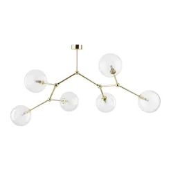 Deckenleuchte Glas Metall 107 cm lang in Gold G9 6-flammig