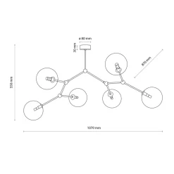 Deckenleuchte Glas Metall 107 cm lang in Gold G9 6-flammig
