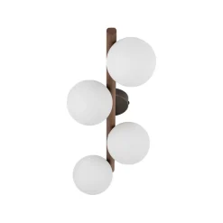 Deckenleuchte Glas Metall Holz 65 cm lang Weiß Braun 4x G9