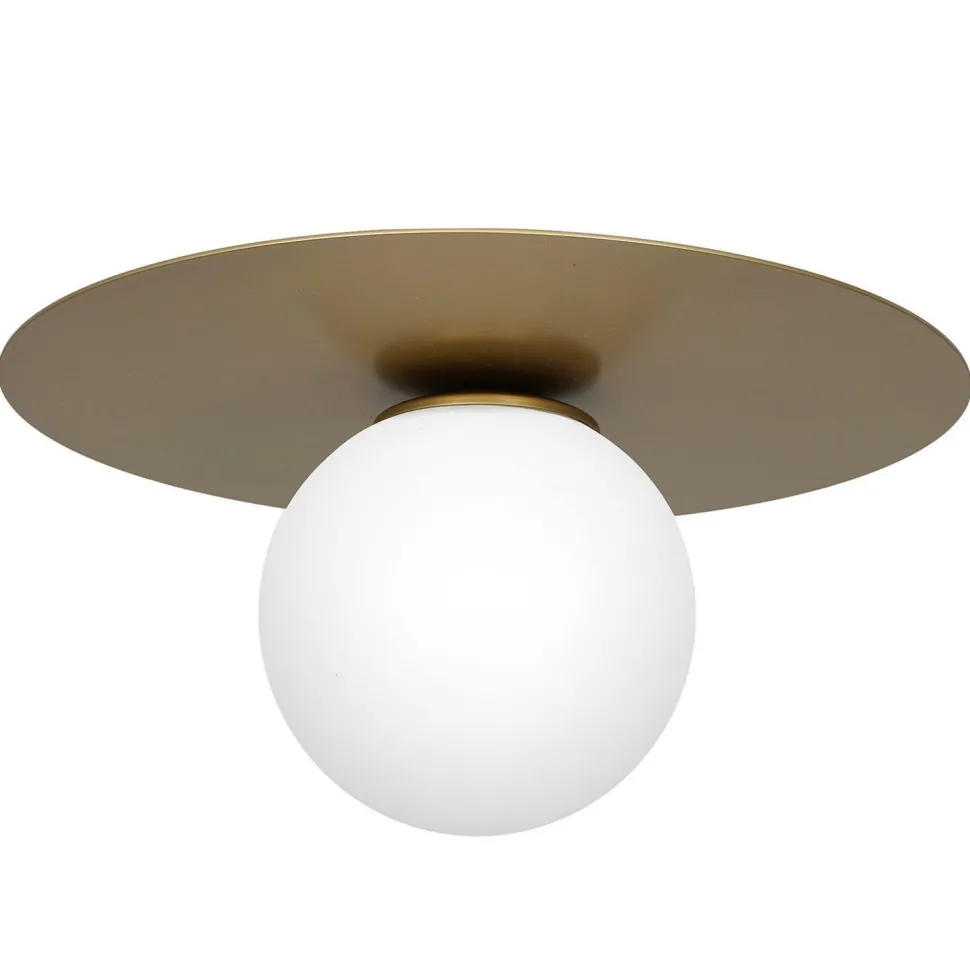 Deckenleuchte Glas Metall Gold Ø35 cm rund E14 blendarm