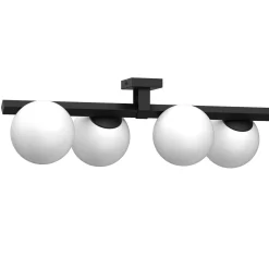 Deckenleuchte Glas satiniert Metall Schwarz 70 cm E27