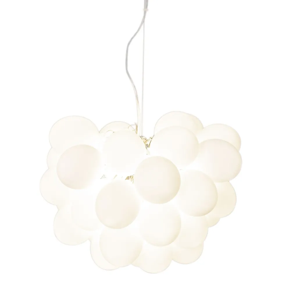 Deckenleuchte Glas Schirme B: 50 cm 8x G9 Modern Weiß Chrom