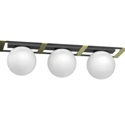 Deckenleuchte Glaskugeln Schwarz Weiß Gold E27 L:70 cm