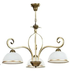 Deckenleuchte Gold Antik Weiß Glasschirm 3-flammig