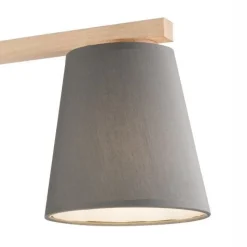 Deckenleuchte Grau Holz Stoff Metall Wohnzimmer