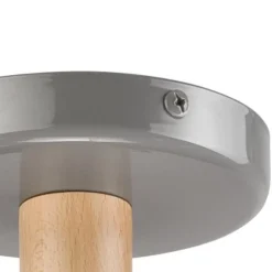 Deckenleuchte Grau Holz Stoff Metall Wohnzimmer