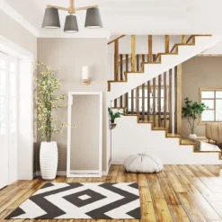 Deckenleuchte Grau Holz Stoff Metall Wohnzimmer