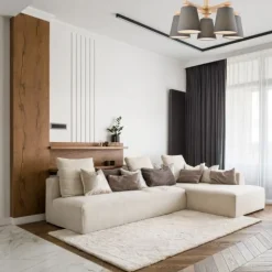 Deckenleuchte Grau Textil Holz 5-fmg Skandinavisch