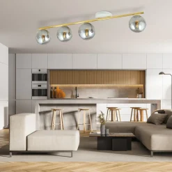 Deckenleuchte groß 100 cm lang Rauchglas Metall