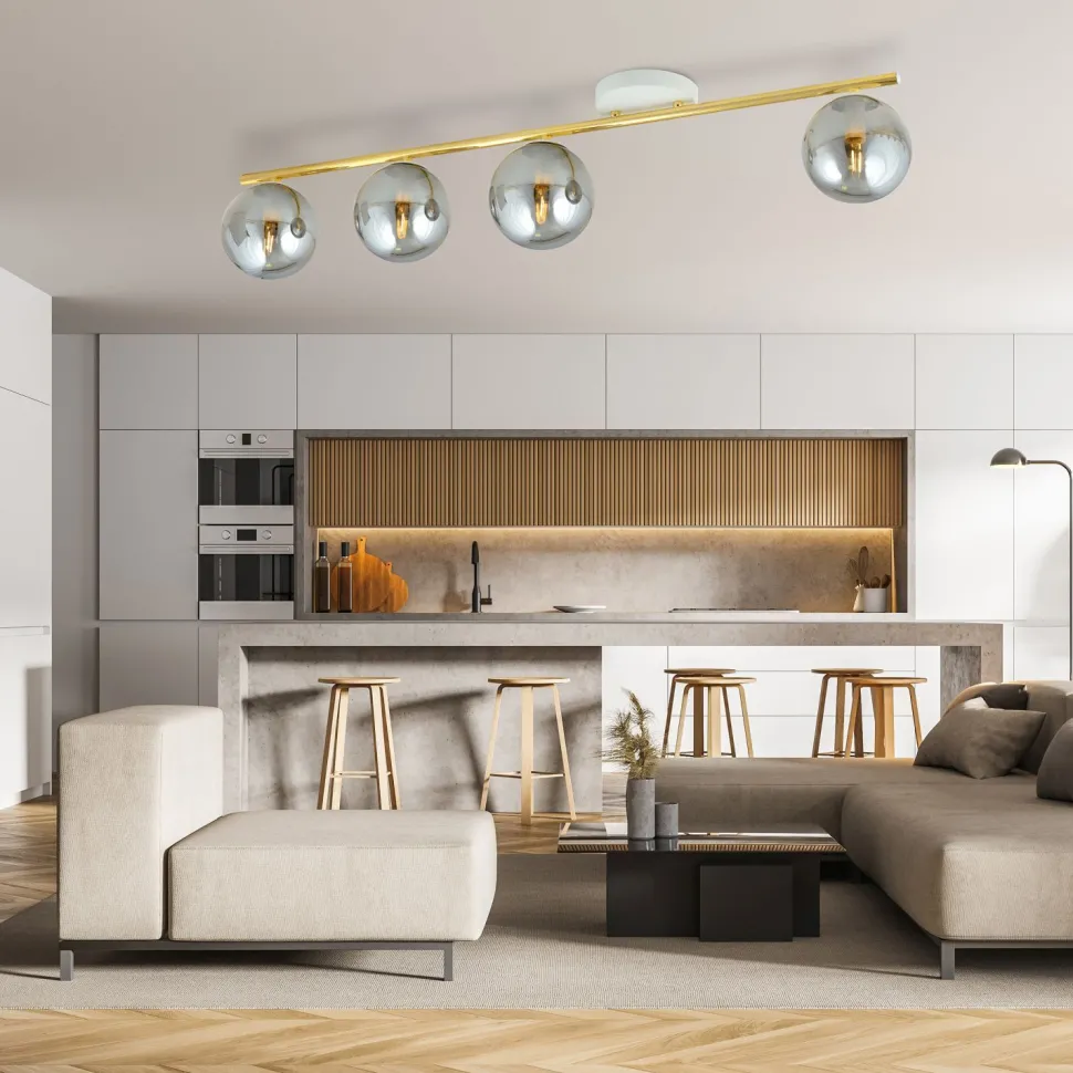 Deckenleuchte groß 100 cm lang Rauchglas Metall