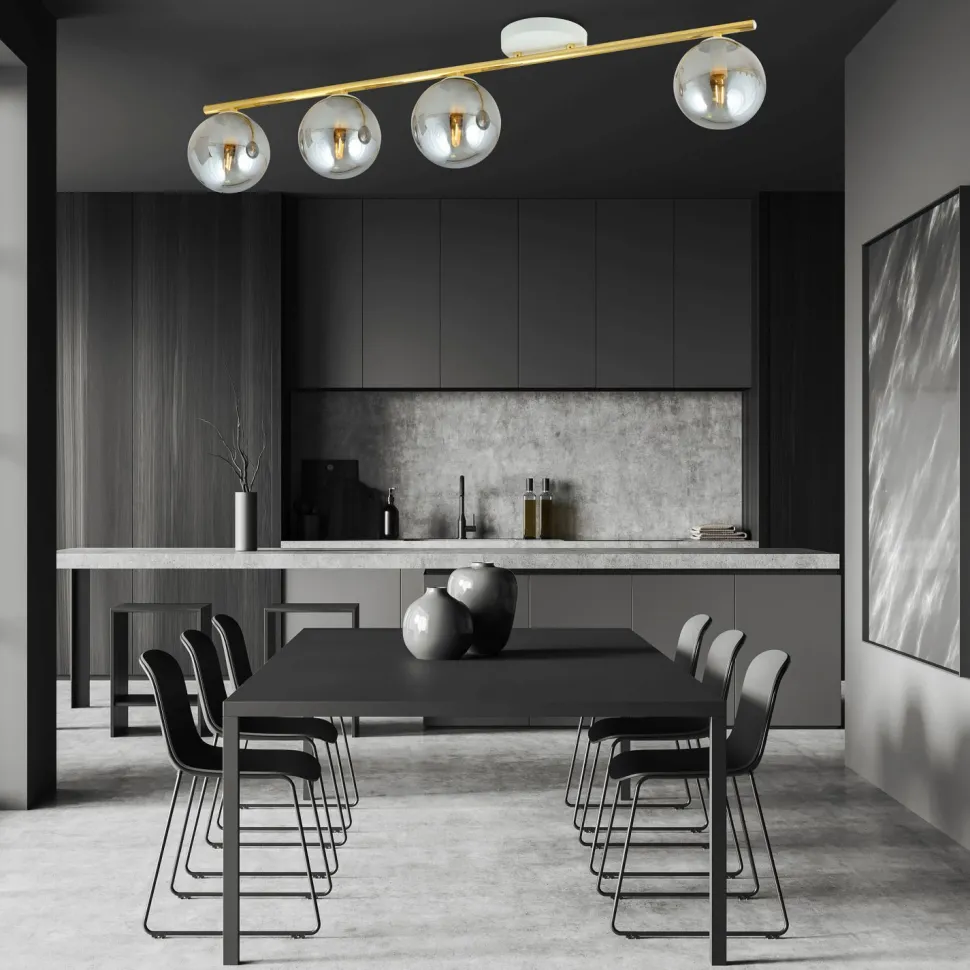 Deckenleuchte groß 100 cm lang Rauchglas Metall