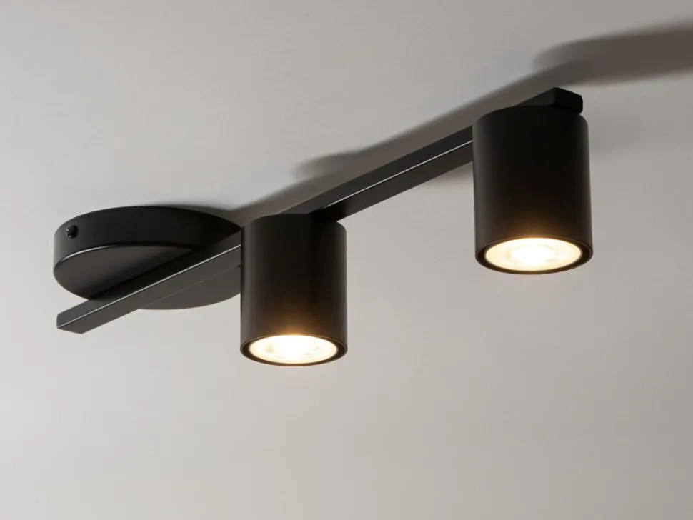 Deckenleuchte GU10 Schwarz Metall 46 cm lang 2-flammig