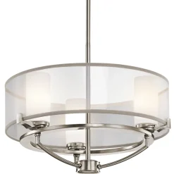 Deckenleuchte HIRA Weiß Metall Organza Ø46cm Lampe