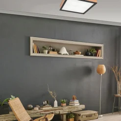 Deckenleuchte Holz B: 39 cm klein quadratisch in Eiche 4x E27