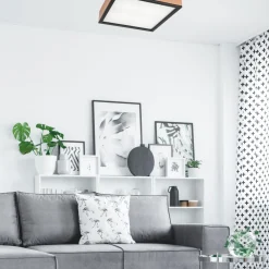 Deckenleuchte Holz B: 39 cm klein quadratisch in Eiche 4x E27