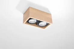 Deckenleuchte Holz eckig klein für 2x GU10 wohnlich