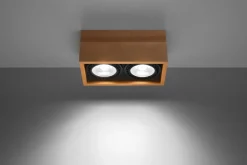 Deckenleuchte Holz eckig klein für 2x GU10 wohnlich