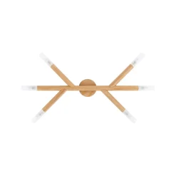 Deckenleuchte Holz Glas 66 cm lang in Kiefer Weiß 6x G9