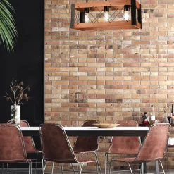 Deckenleuchte Holz Metall Rustikal L: 53 cm Schwarz 3x E27