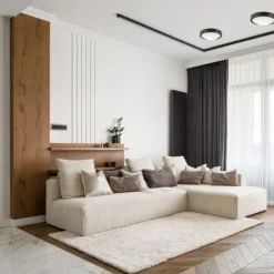 Deckenleuchte Holz Rund Braun Wohnzimmer Modern