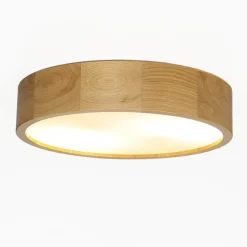 Deckenleuchte in Eiche rund Wohnzimmer Holz Lampe