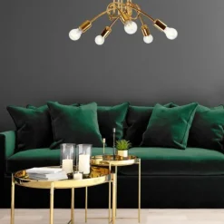 Deckenleuchte in Gold Metall 5-flmg Wohnzimmer