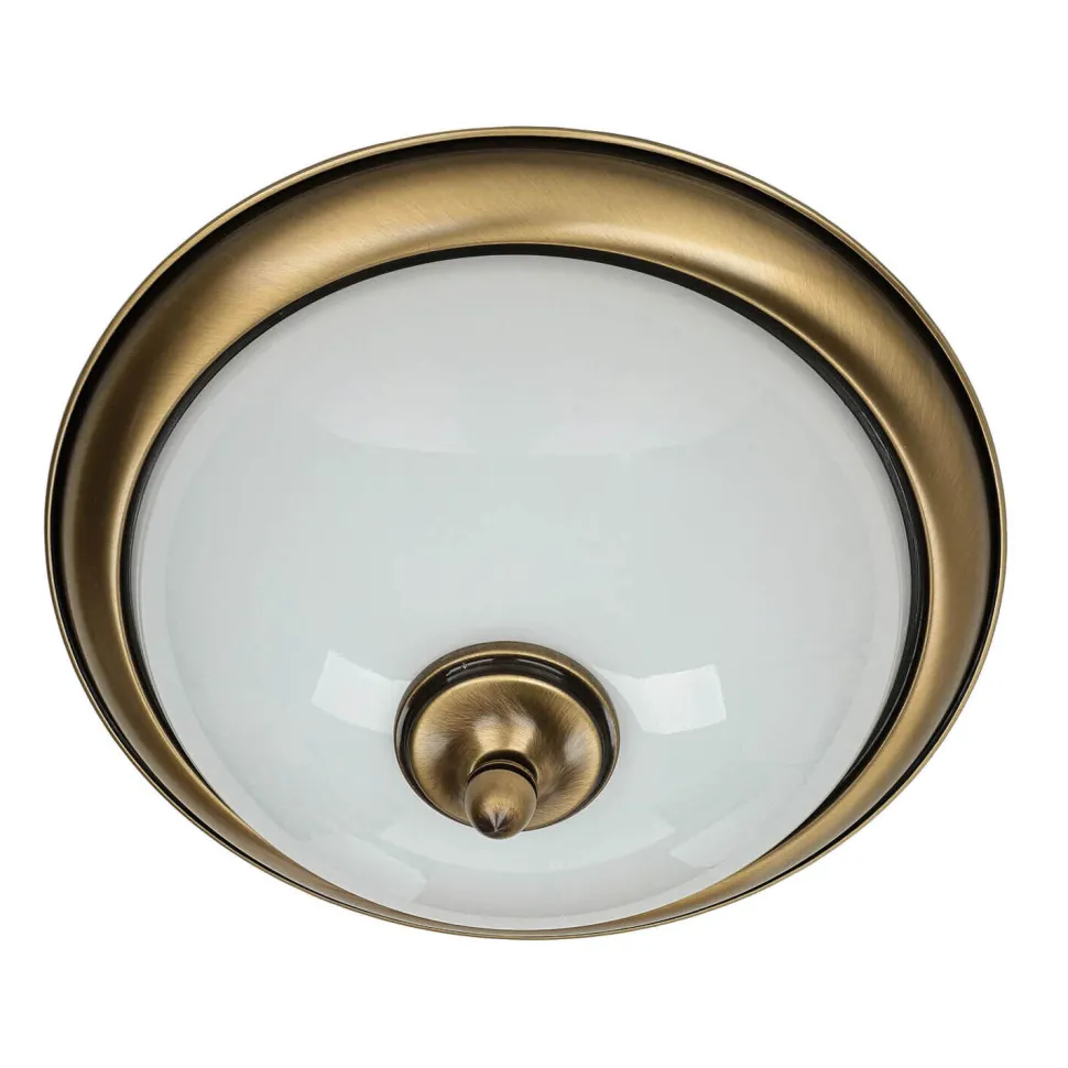 Deckenleuchte in Messing antik Weiß Glas KELSEY