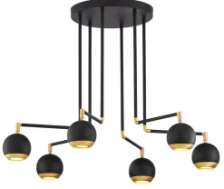 Deckenleuchte in Schwarz Gold 6-flammig Metall GU10