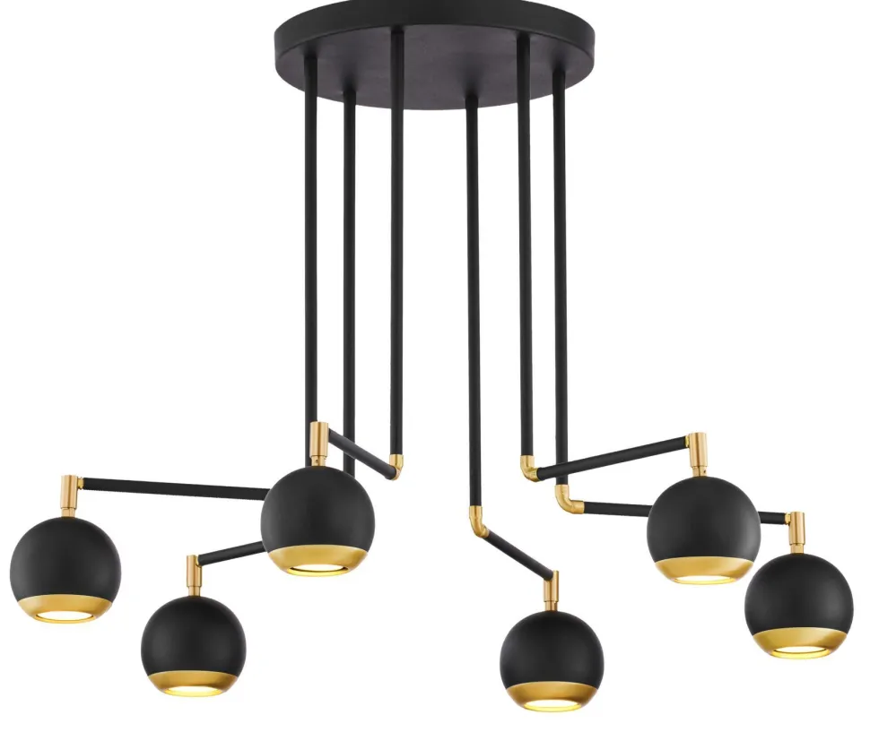 Deckenleuchte in Schwarz Gold 6-flammig Metall GU10