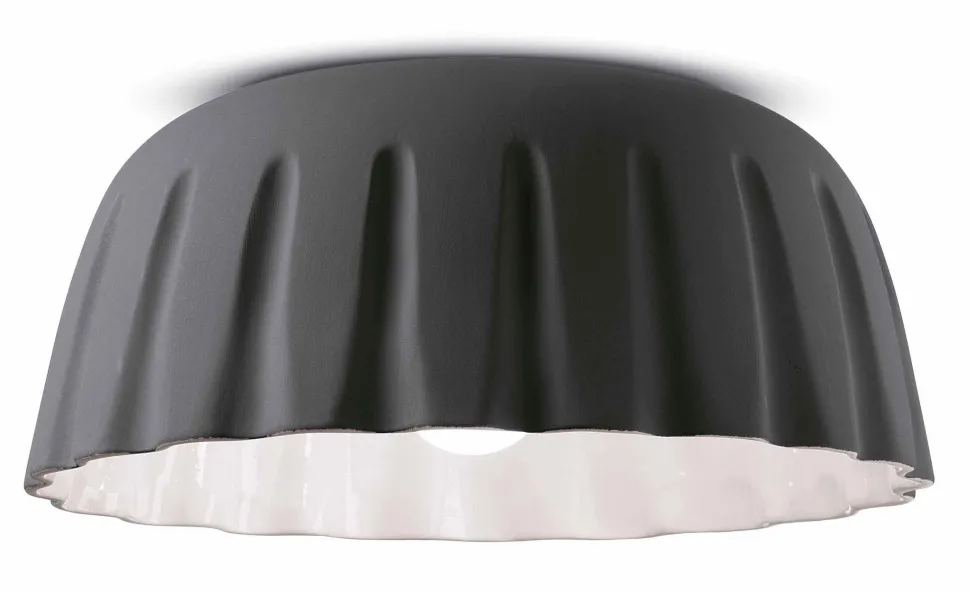 Deckenleuchte Keramik E27 D: 40 cm rund Grau