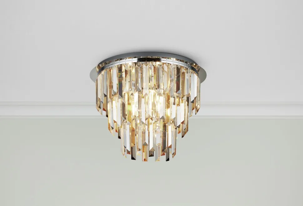 Deckenleuchte Kristall Ø 45 cm Rauchglas Art Déco