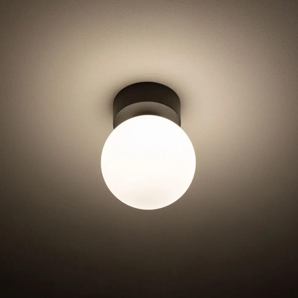 Deckenleuchte Kugel Ø 12 cm rund Schwarz Weiß G9 Glas