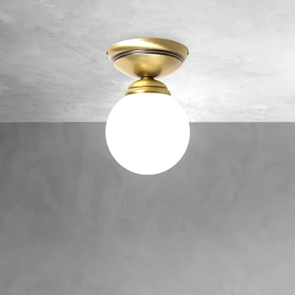 Deckenleuchte Kugel Ø 12 cm in Bronze hell glänzend Weiß