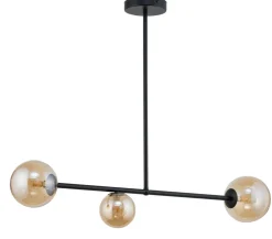 Deckenleuchte Kugeln Metall Glas Bernstein G9 3-flammig