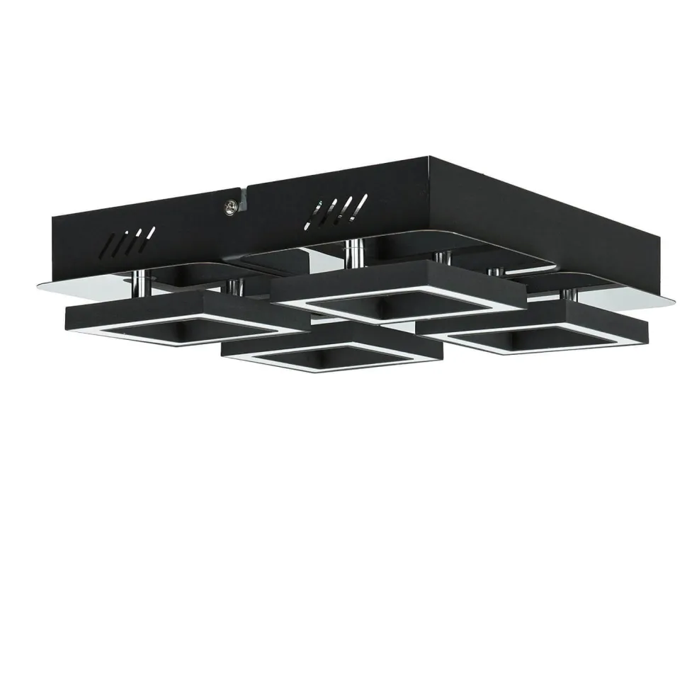 Deckenleuchte LED B: 25 cm Edelstahl in Schwarz Chrom 4200 K